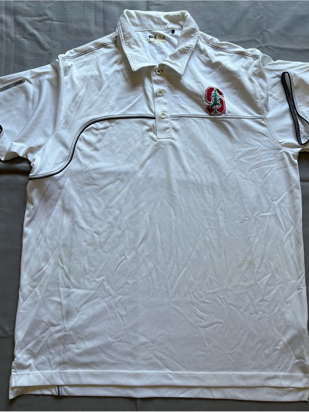 Ping White Polo Shirt with Red & Green Embroidered Logo